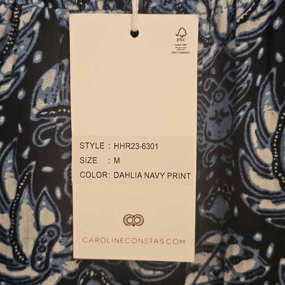 Caroline Constas Blue Dahlia Navy Deep V Open Back Maxi Dress NWT - Picture 11 of 11